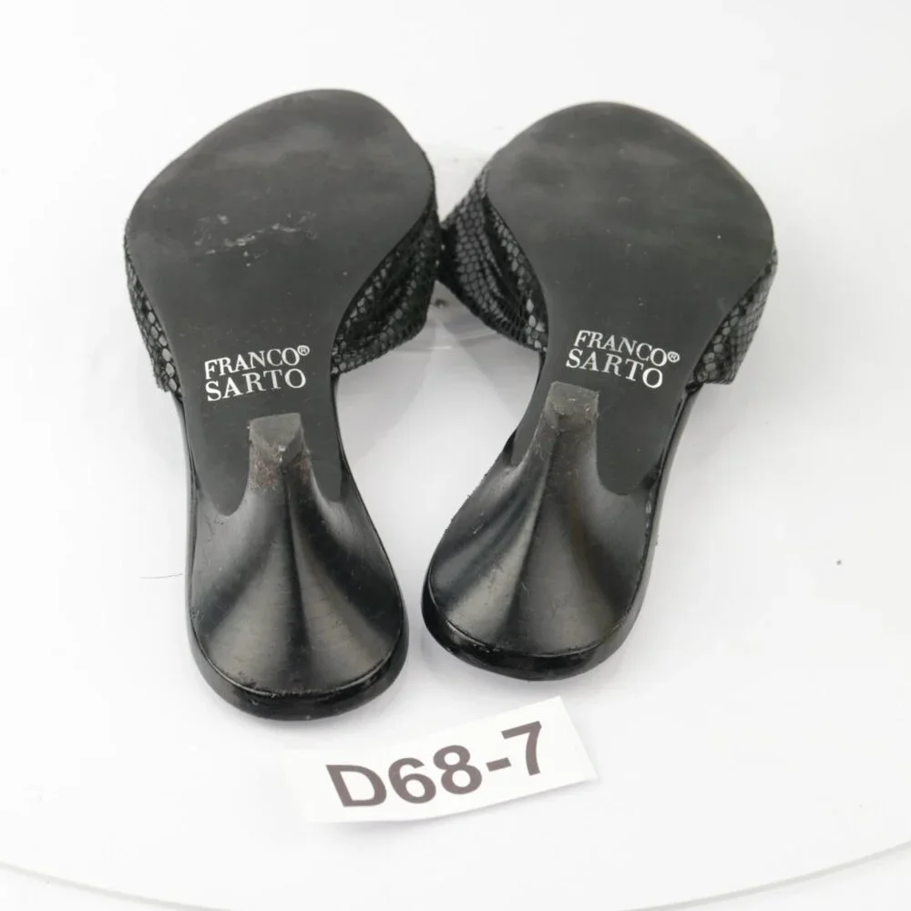 Franco Sarto Womens Narate Sandal Size‎ 9.5 Black Python Cone Heel Mule Slide